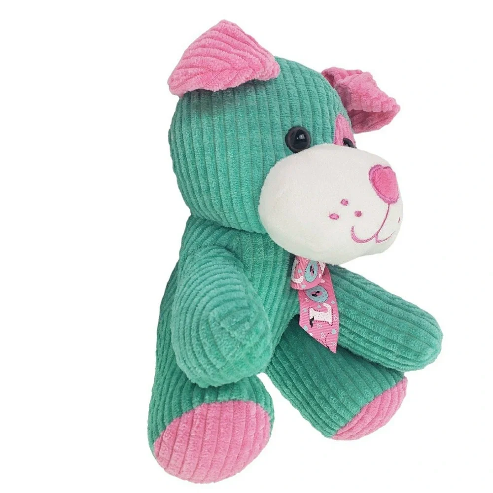 Hug&Luv Dog Puppy Plush Toy Animal‎ Green Pink 9 In